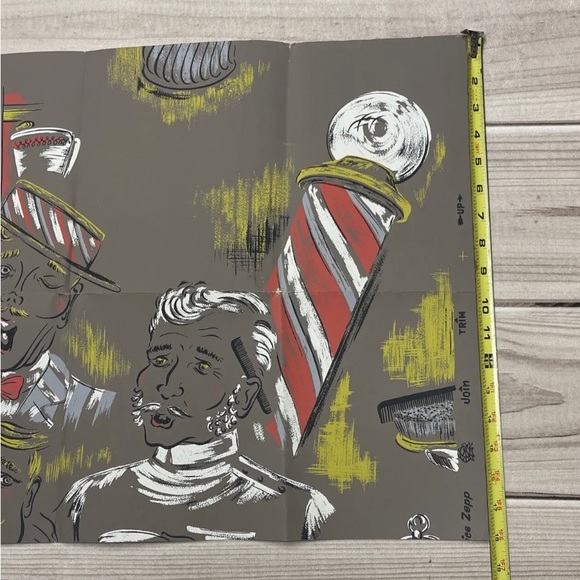 Vintage Wallpaper Sample The Warner Company Pattern 41933 Barber Shop Theme - Picture 5 of 7